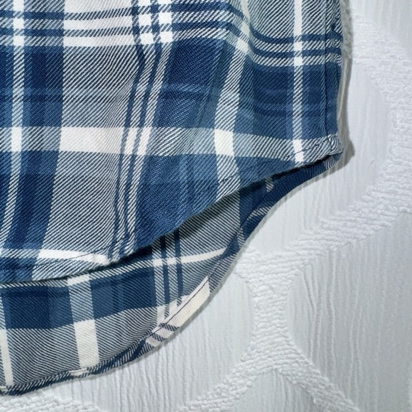 POLO RALPH LAUREN Dian Blue/White Plaid Women's Medium 3/4 Puff Sleeves Shirt - Picture 10 of 16